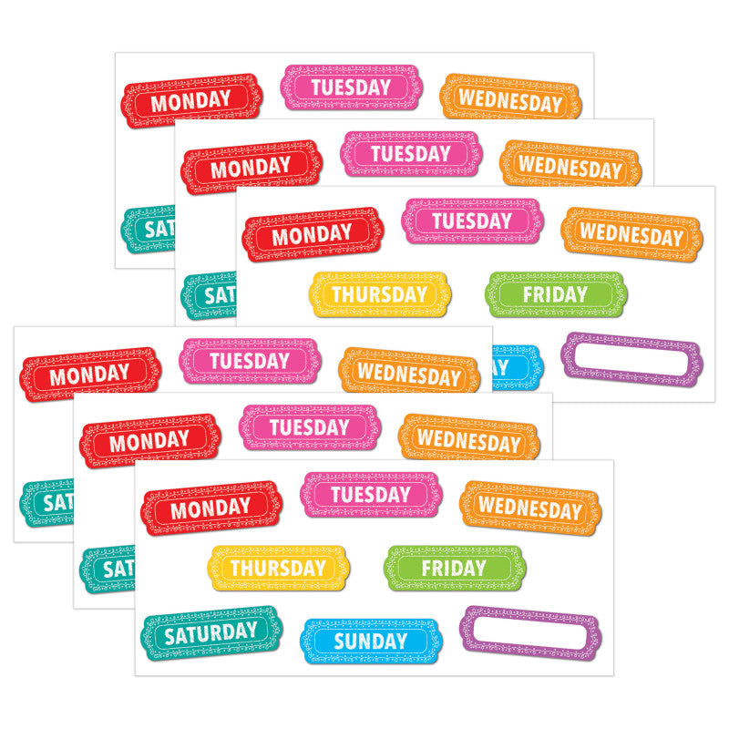 ASHLEY PRODUCTIONS - Magnetic Die-Cut Timesavers & Labels, Days of the Week, Chalk Loops, 8 Per Pack, 6 Packs