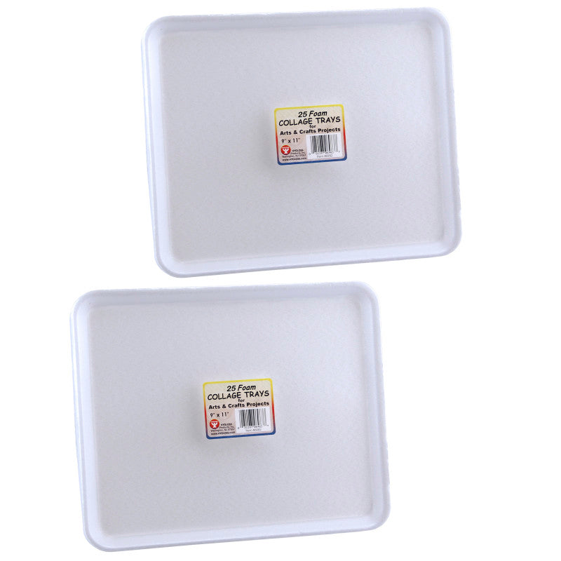 HYGLOSS - Foam Trays, 9" x 11", 25 Per Pack, 2 Packs