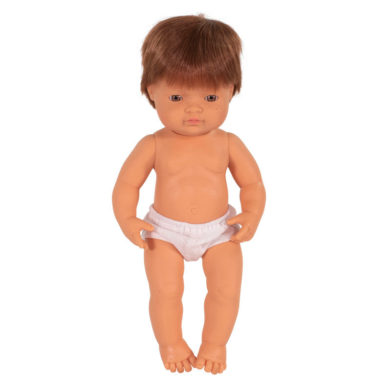 MINILAND EDUCATIONAL - Anatomically Correct 15" Baby Doll, Caucasian Boy, Red Hair