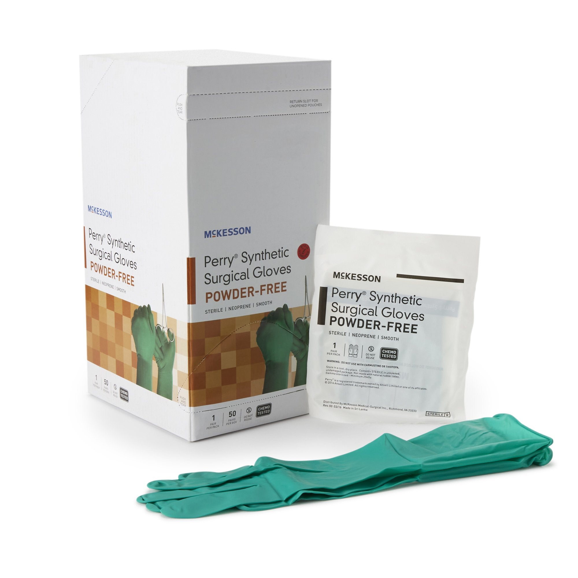 McKesson Brand - Surgical Glove McKesson Perry® Performance Plus Size 7 Sterile Polychloroprene Standard Cuff Length Smooth Dark Green Chemo Tested [50/BX]