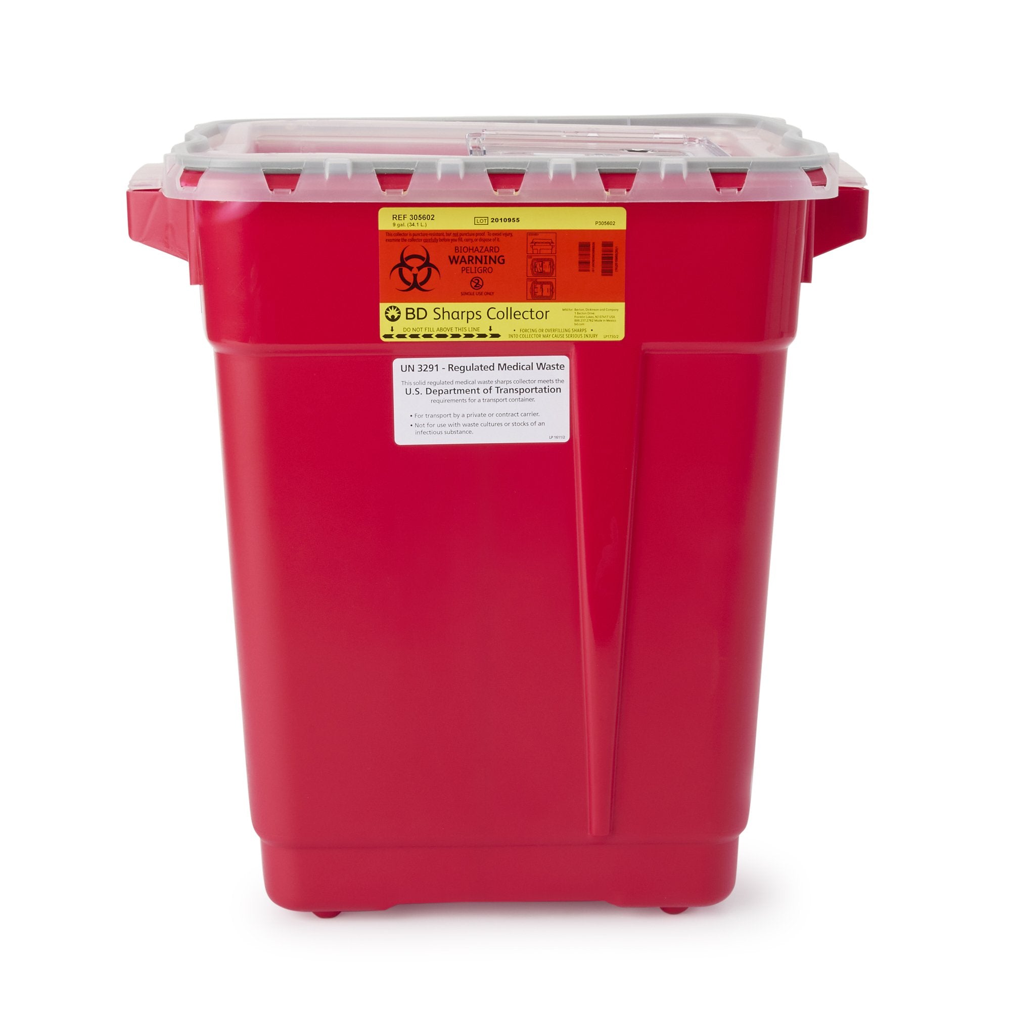 BD - Sharps Container BD™ Red Base 18-1/2 X 17-3/4 X 11-3/4 Inch Vertical Entry 9 Gallon [1/EA]
