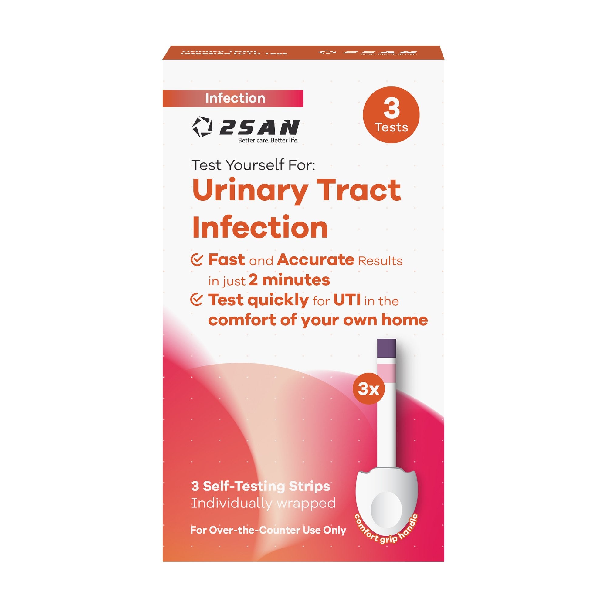 2San LLC - Urinalysis Test Kit 2San Urinary Tract Infection Detection 3 Tests per Kit (24 Kits per Case) CLIA Waived [24/CS]