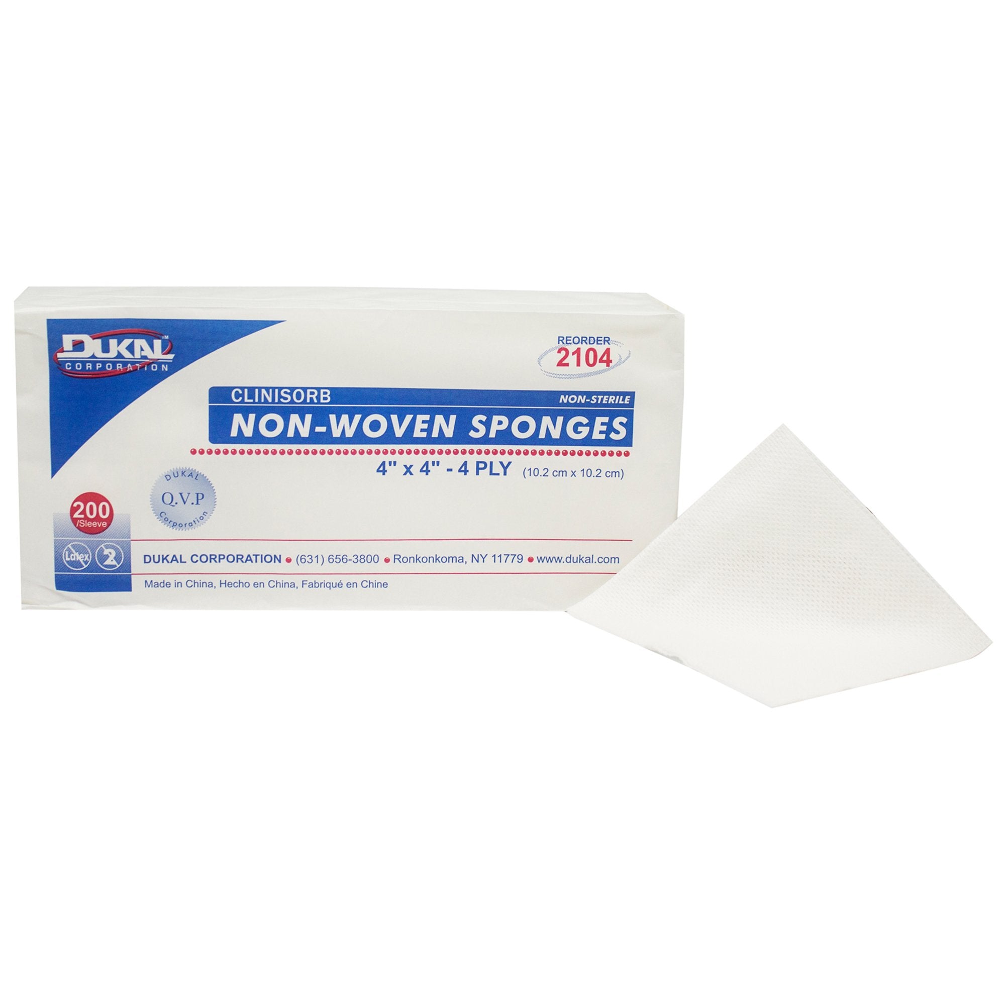 Dukal - Nonwoven Sponge Clinisorb 4 X 4 Inch 4-Ply NonSterile 200 per Pack [200/BG]