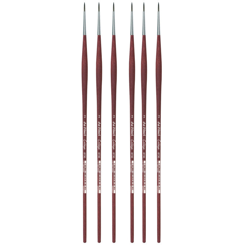 COLLEGE Student Brush, Synthetic, Acrylic & Oil, Round, Series 8730, Size 2, Pack of 6