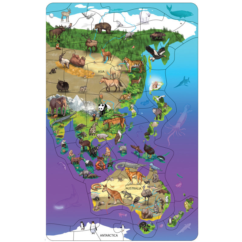 DOWLING MAGNETS - Animal Magnetism® Magnetic Wildlife Map Puzzle: Asia & Australia