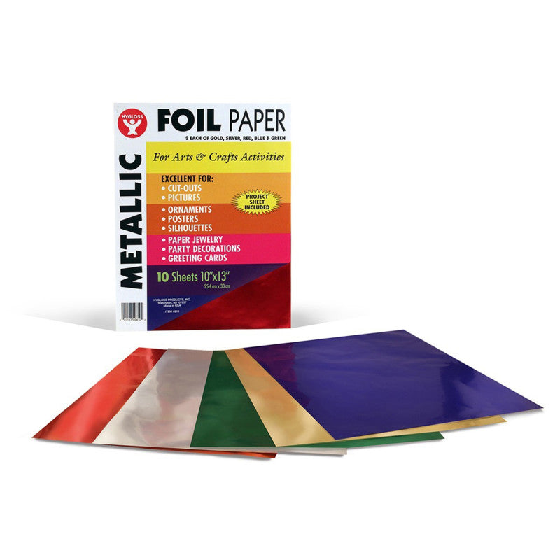 HYGLOSS - Metallic Foil Paper Assortment, 10 Sheets Per Pack, 6 Packs