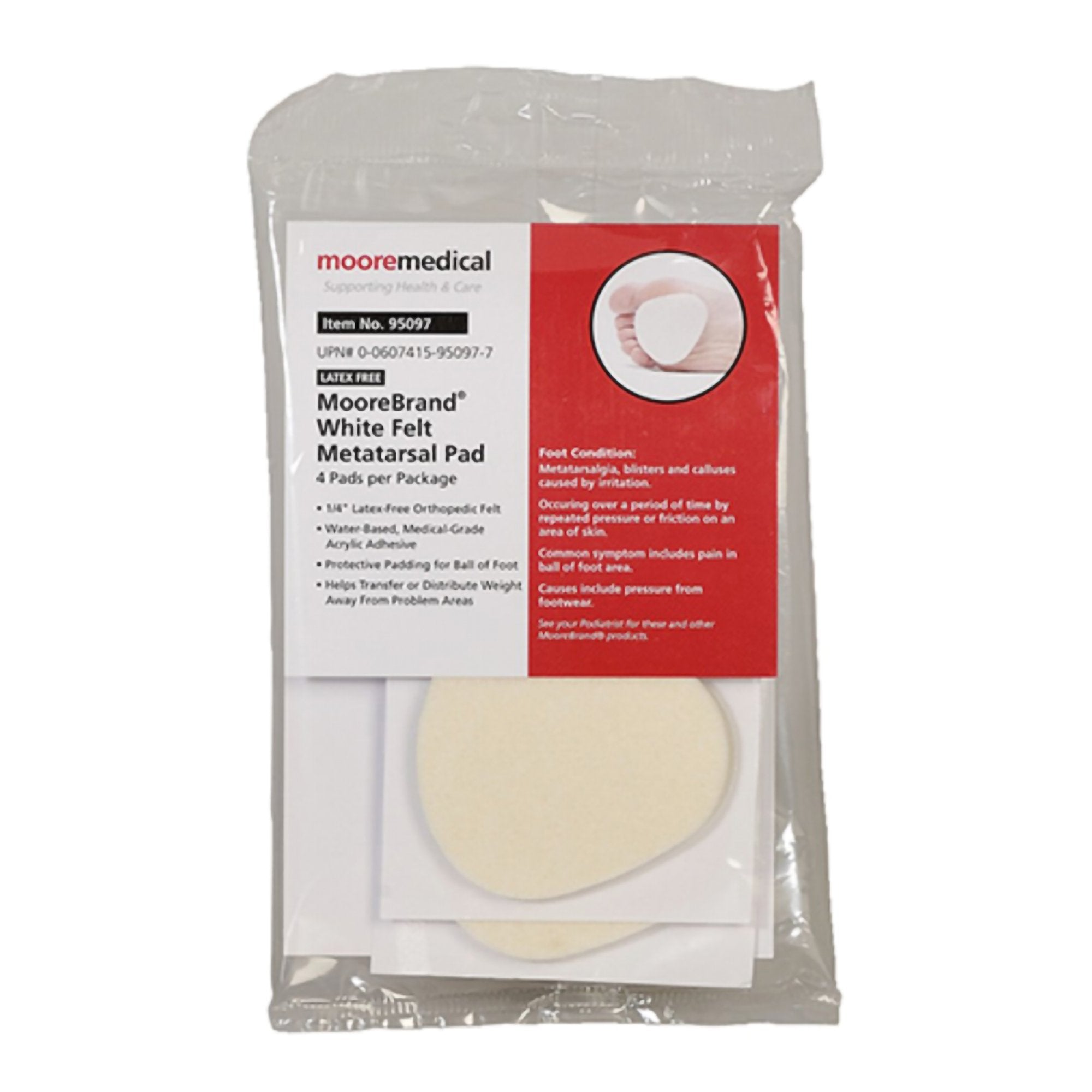 McKesson Brand - Metatarsal Cushion McKesson Pedi-Pads Size 106-L Adhesive [4/PK]