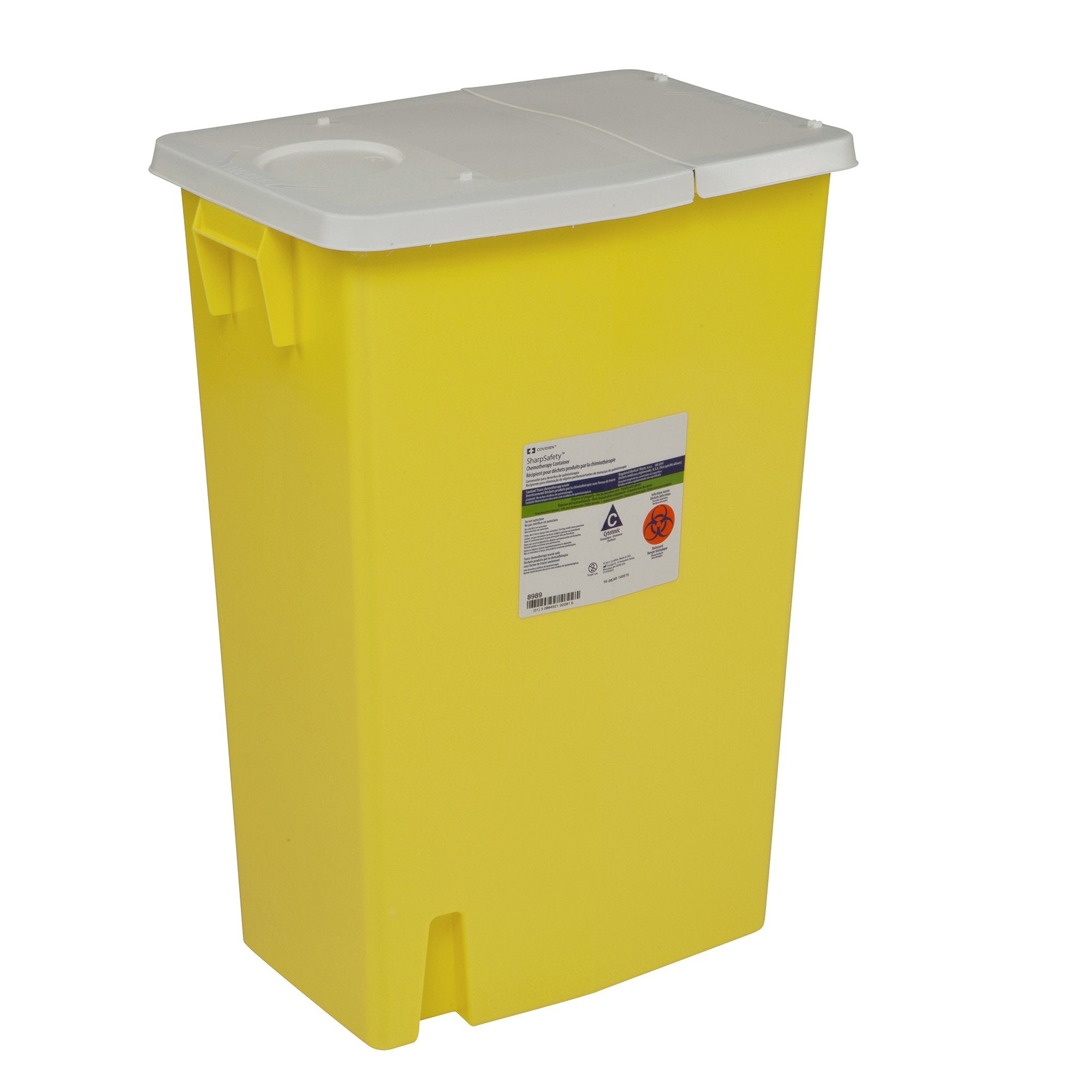 Cardinal - Chemotherapy Waste Container SharpSafety™ Yellow Base 26 H X 18-1/4 W X 12-3/4 D Inch Horizontal Entry 18 Gallon [1/EA]
