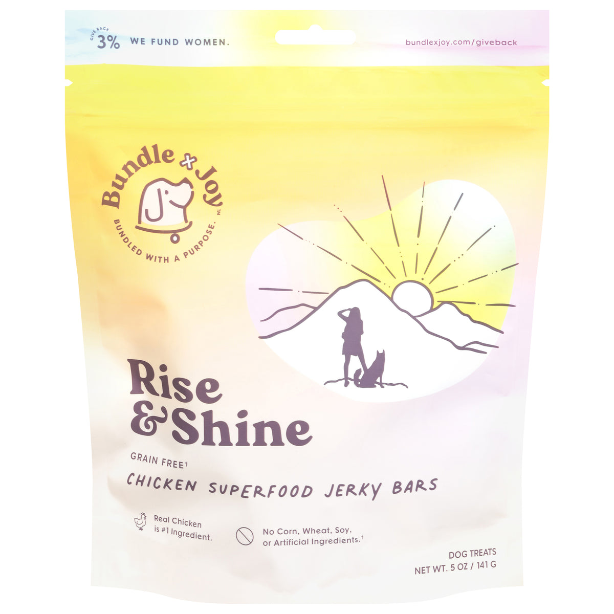 Bundle x Joy Rise & Shine Chicken Superfood Jerky Bars Dog Treats 5 oz - Case of 6