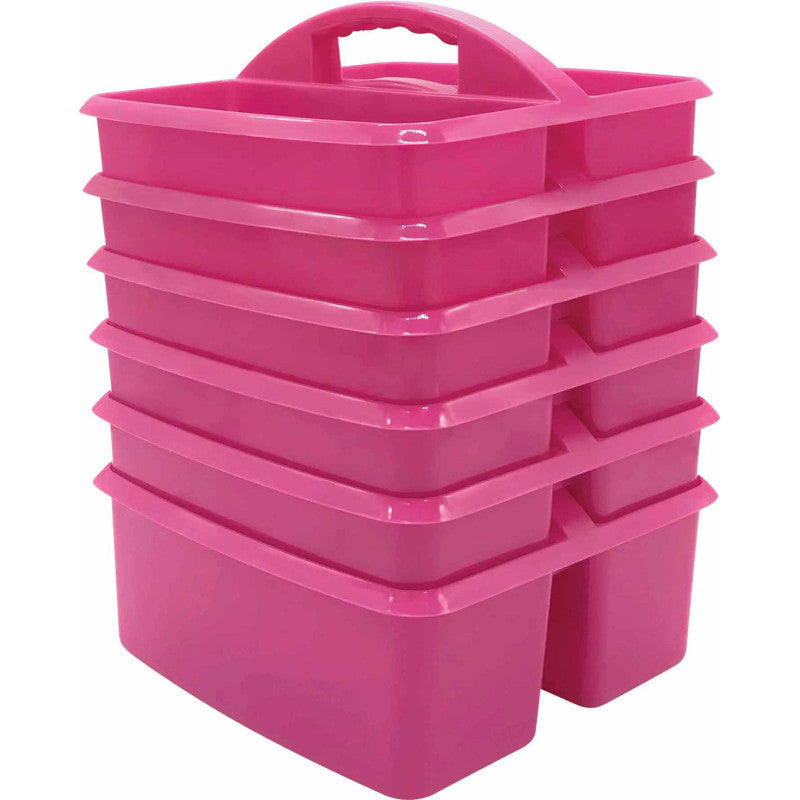 TEACHER CREATED RESOURCES - Pink Plastic Storage Caddy, Pack of 6