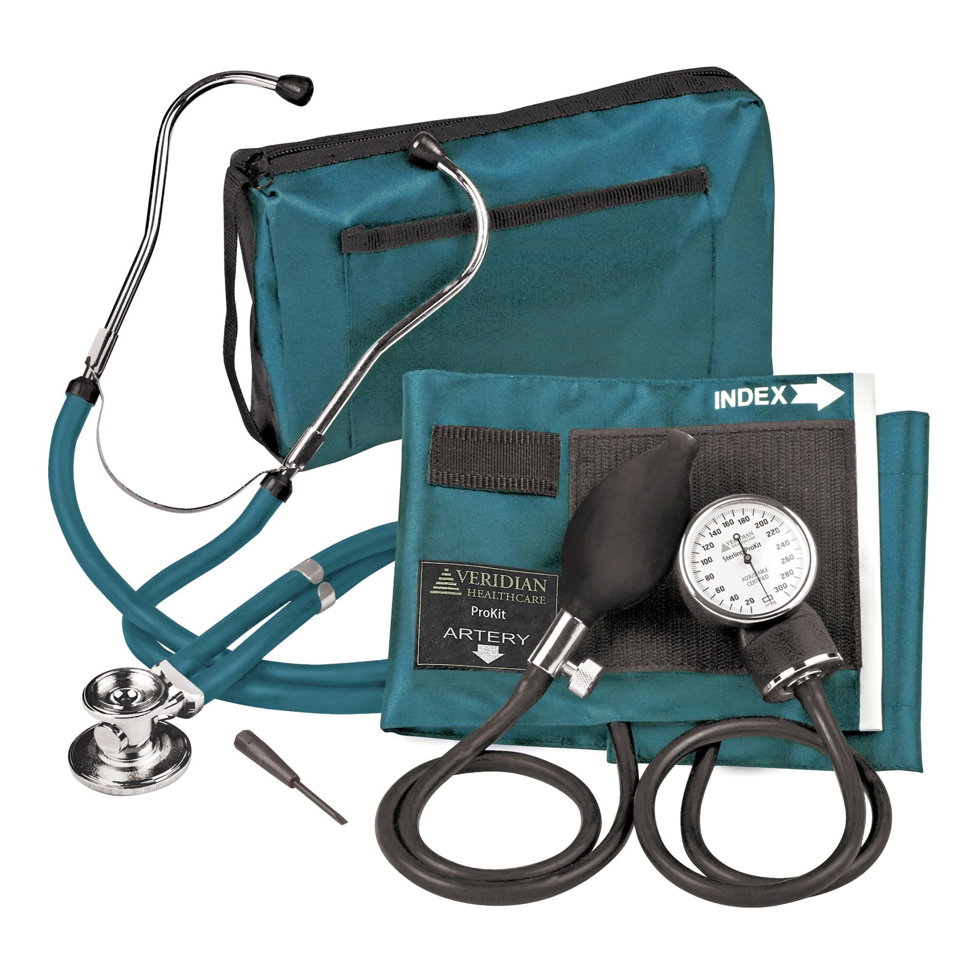 Veridian Healthcare LLC - Reusable Aneroid / Stethoscope Set Veridian 27.9 to 41.6 cm Adult Cuff Dual Head General Exam Stethoscope [1/EA] (1226089_EA)