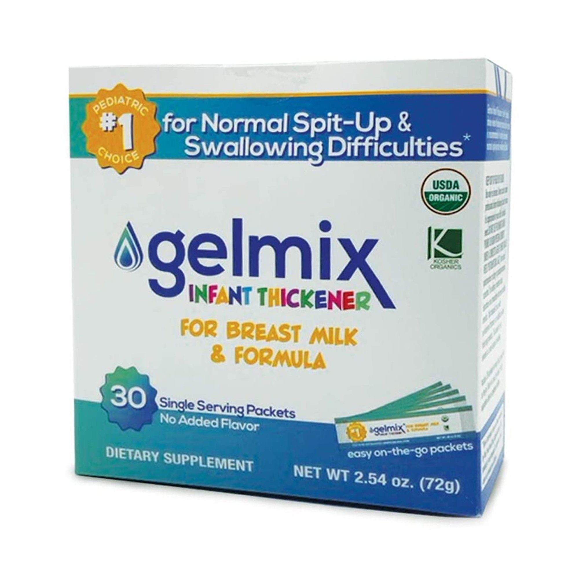 Parapharma Tech LLC - Infant Formula and Breast Milk Thickener Gelmix® 2.4 Gram Individual Packet Unflavored Powder IDDSI Level 1 Slightly Thick [30/BX]