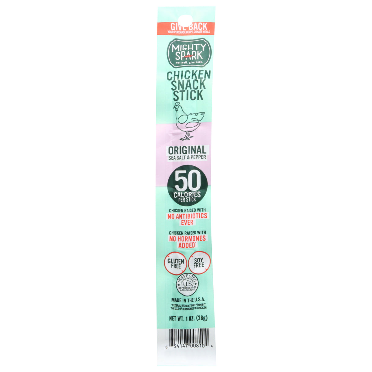 Mighty Spark Sea Salt & Pepper Original Chicken Snack Stick 1 oz - Case of 18