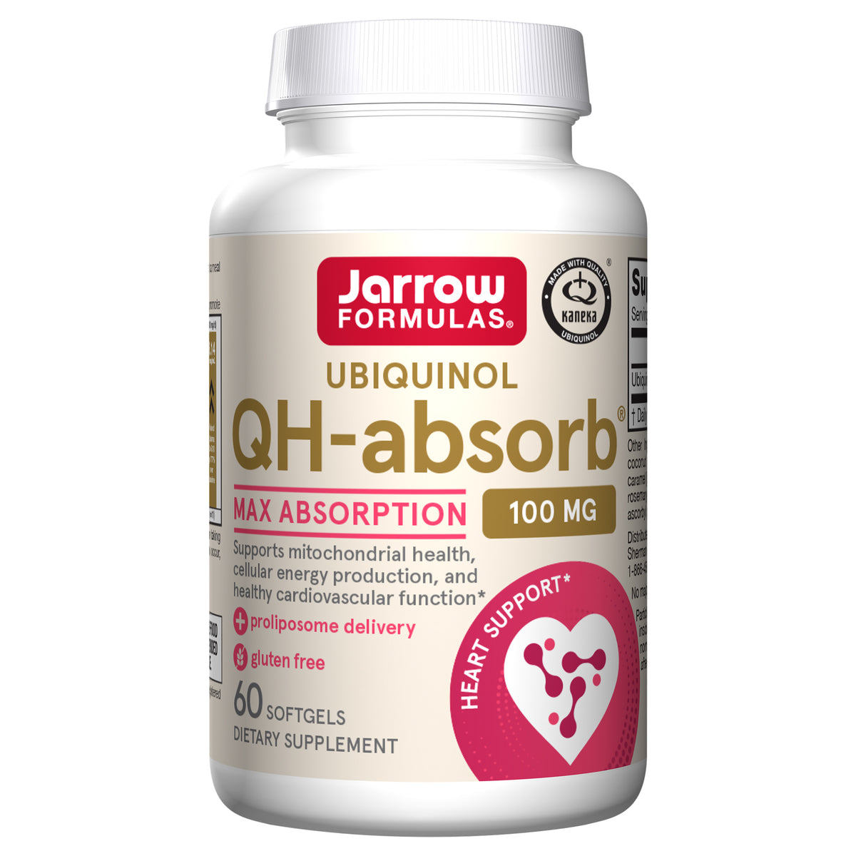 Jarrow Formulas QH-absorb 100 mg Max Absorption - Ubiquinol - Dietary Supplement - Supports Mitochondrial Health, Cellular Energy Production & Cardiovascular Function - Up to 60 Servings (Softgels) - Case of 1