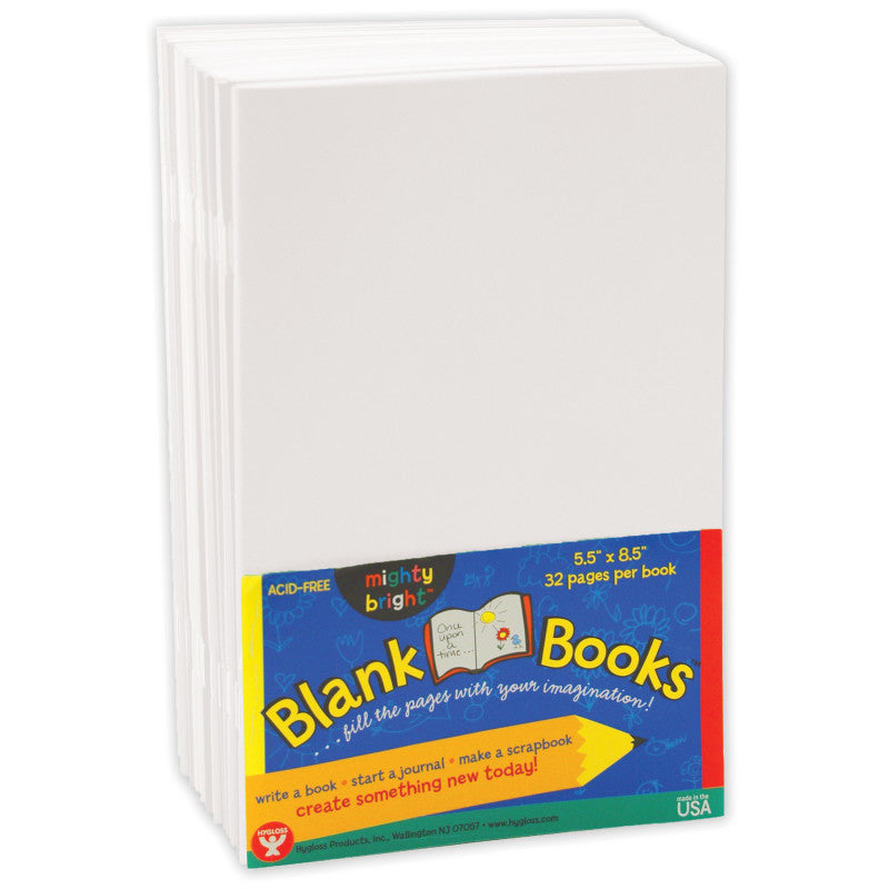 HYGLOSS - Blank Paperback Books, 5.5" x 8.5", White, Pack of 10