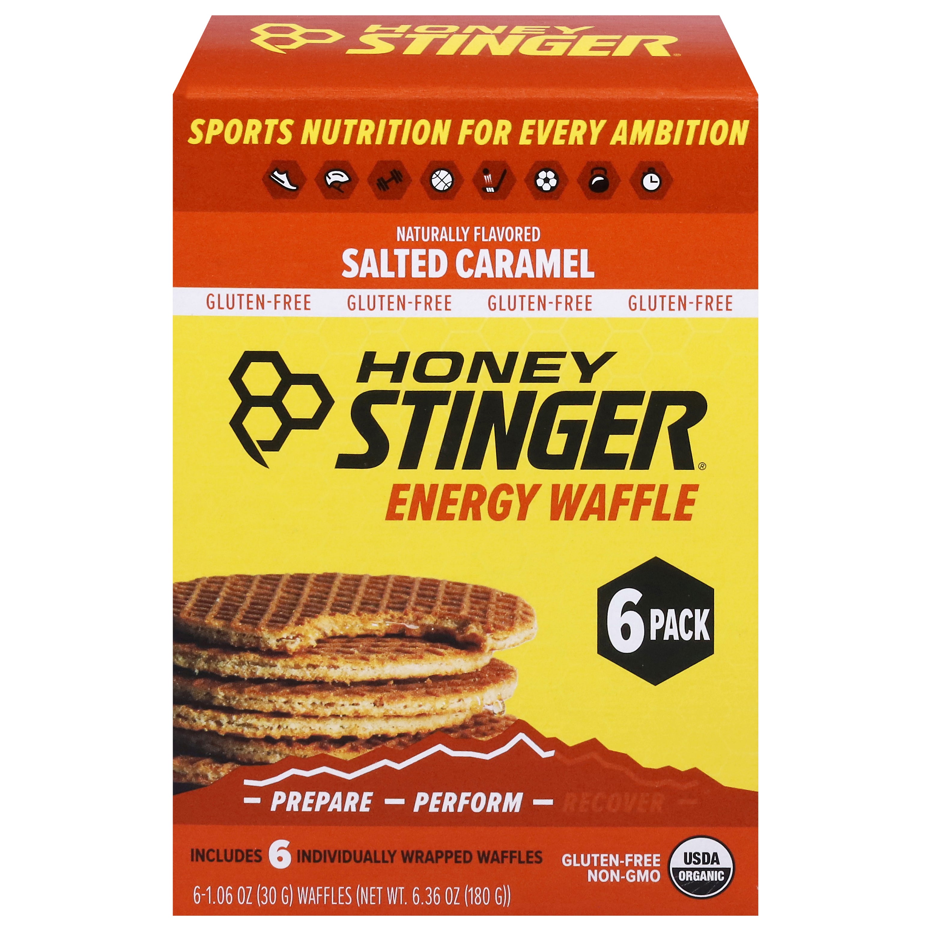 Honey Stinger Salted Caramel Energy Waffle 6 - 1.06 oz Packs - Case of 4
