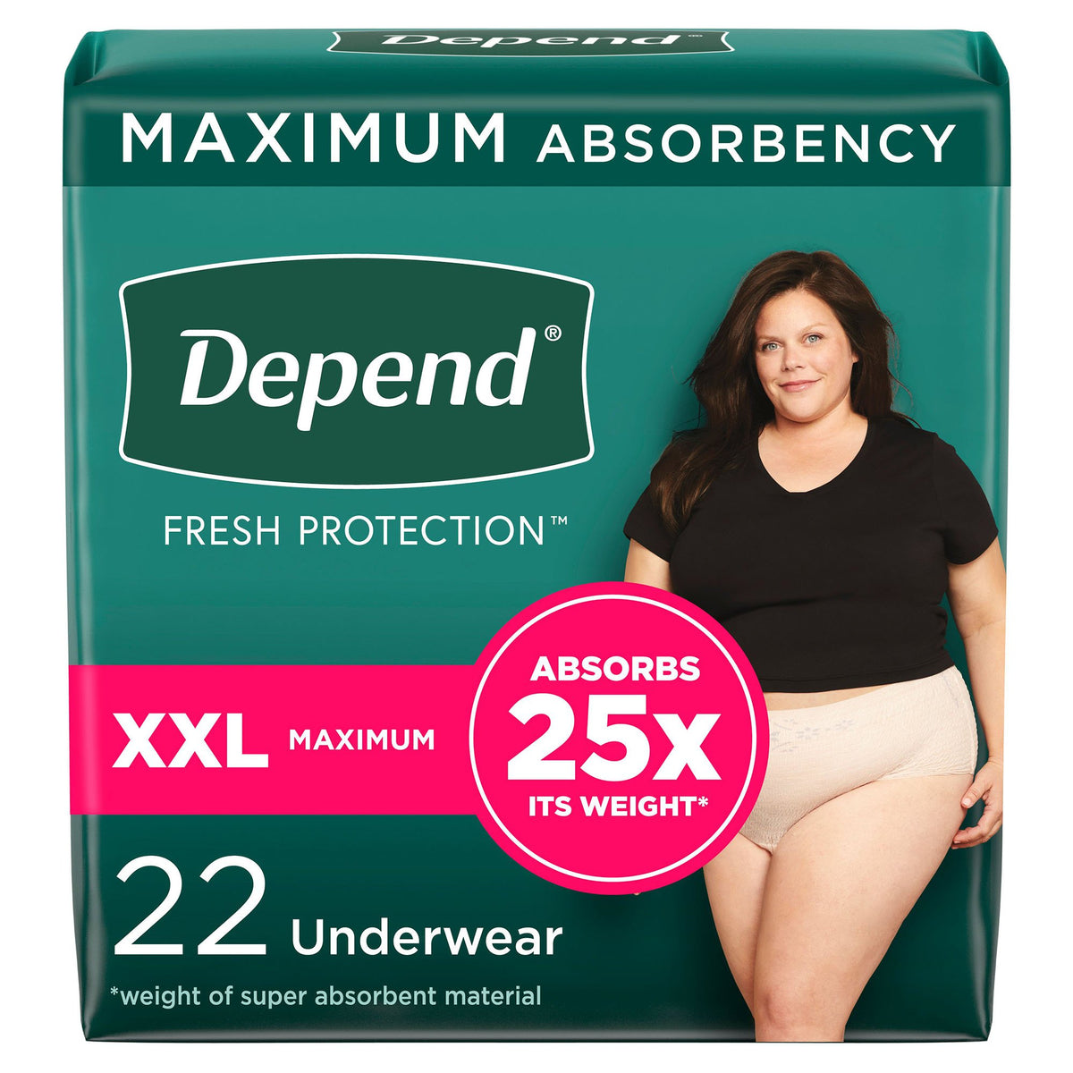 Kimberly Clark - Female Adult Absorbent Underwear Depend® Fresh Protection Waistband Style 2X-Large Disposable Heavy Absorbency [22/PK]