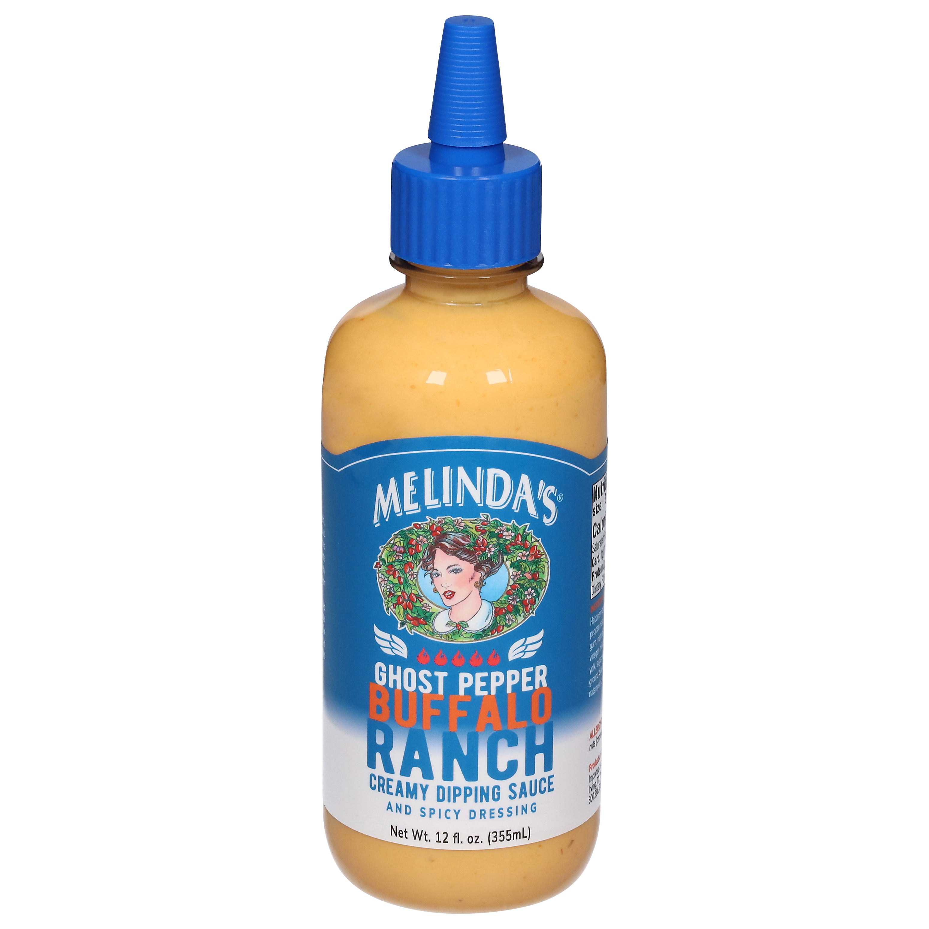 Melinda's Creamy Spicy Ghost Pepper Buffalo Ranch Dipping Sauce and Dressing 12 fl oz - Case of 6
