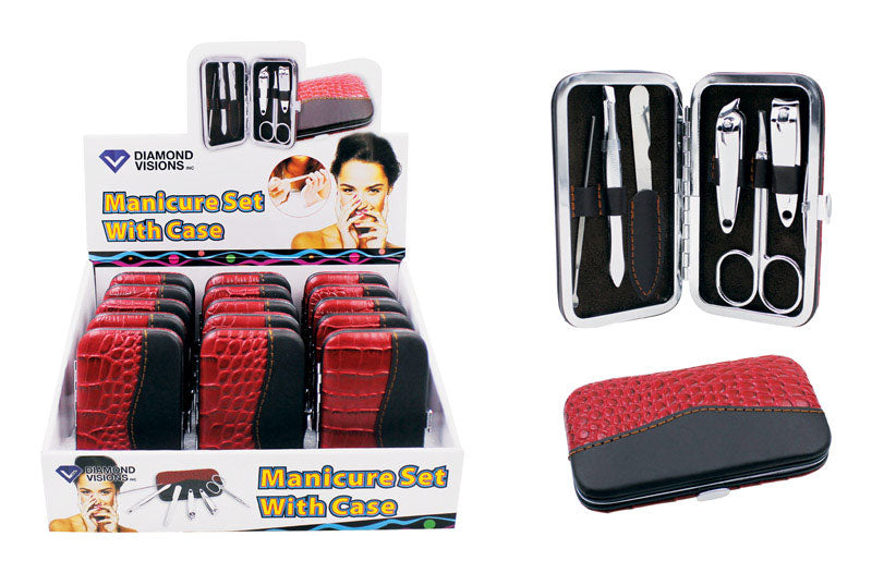 DIAMOND VISIONS - Diamond Visions Manicure Set In Case Faux Leather/Stainless Steel 6 pc - Case of 15