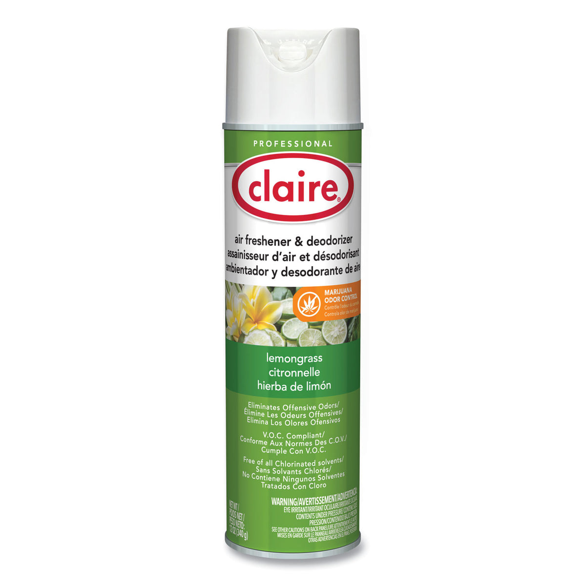 Aerosol Air Freshener and Deodorizer, Lemongrass Citronella, 12 oz Aerosol Spray, 12 Cans
