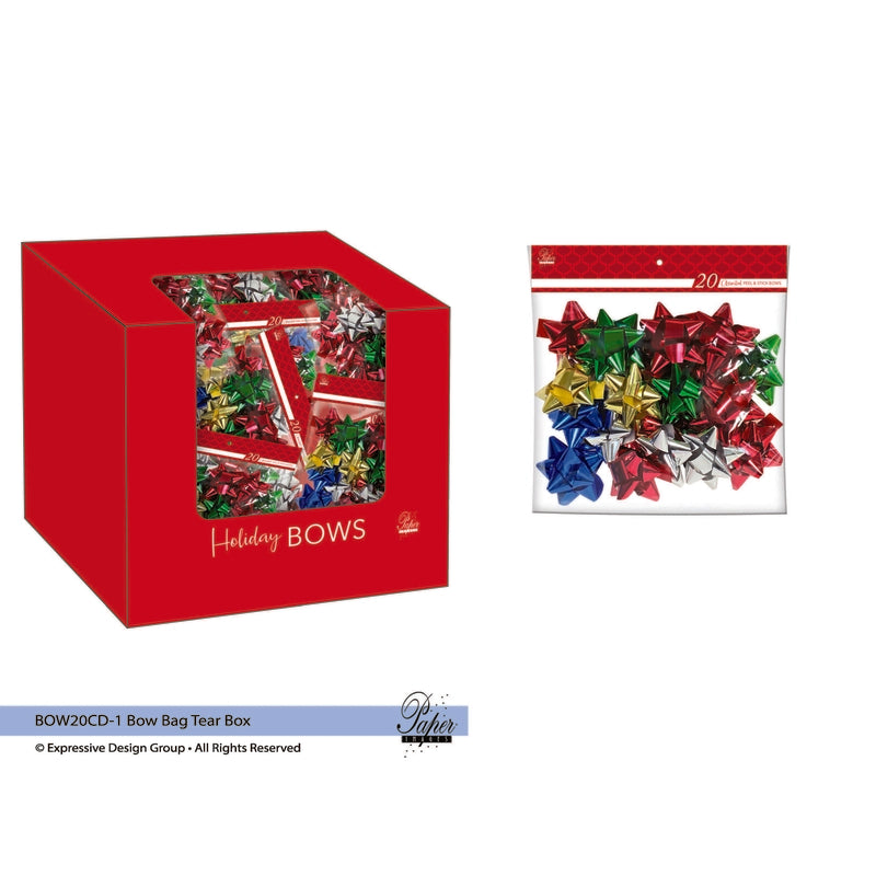 PAPER IMAGES - Paper Images Assorted Traditional Holiday Bows - Case of 42
