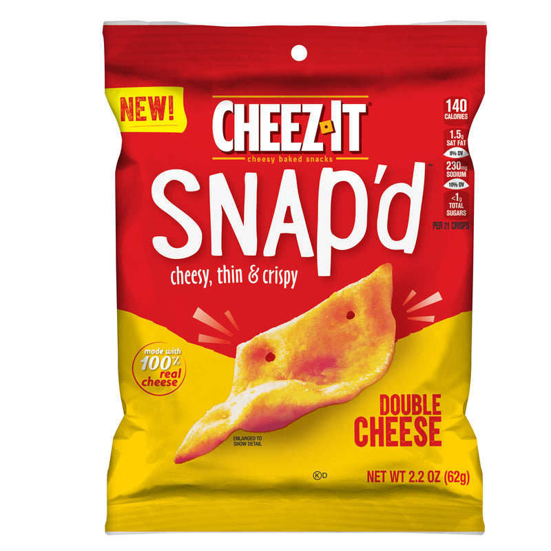 CHEEZ-IT - Cheez-It Snap'd Double Cheese Chips 2.2 oz Bagged - Case of 6