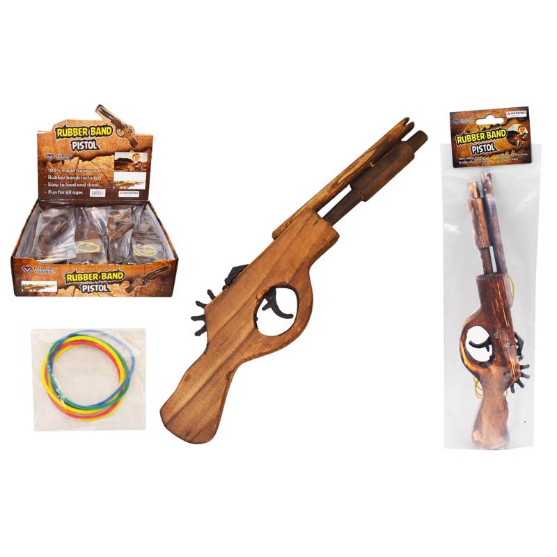 DIAMOND VISIONS - Diamond Visions Rubber Band Pistol Wood Brown - Case of 12