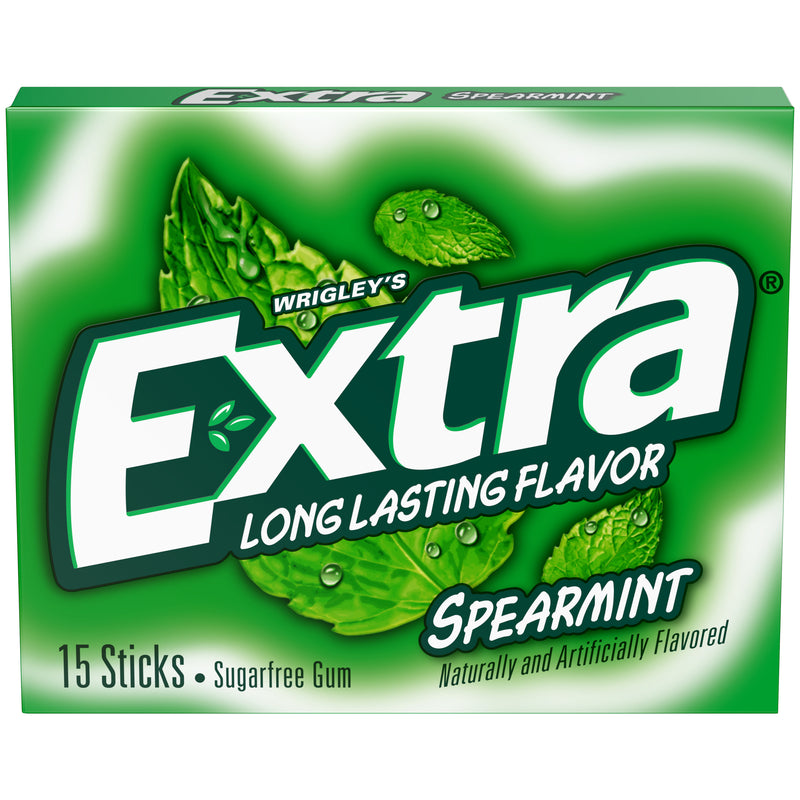 WRIGLEY'S - Wrigley's Extra Sugar Free Spearmint Chewing Gum 15 pc 0.11 oz - Case of 10