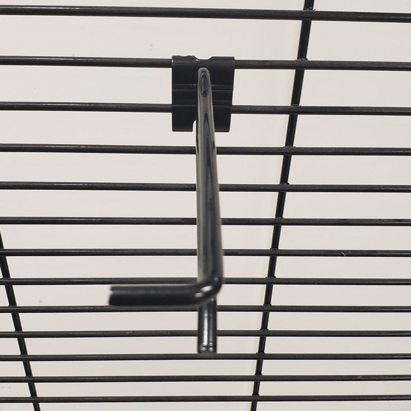 17345 BLACK WING PANEL MERCHANDISING - 4 in. 212 Black Metal Cross bar hooks in black Wire Rack Hooks 50 pk
