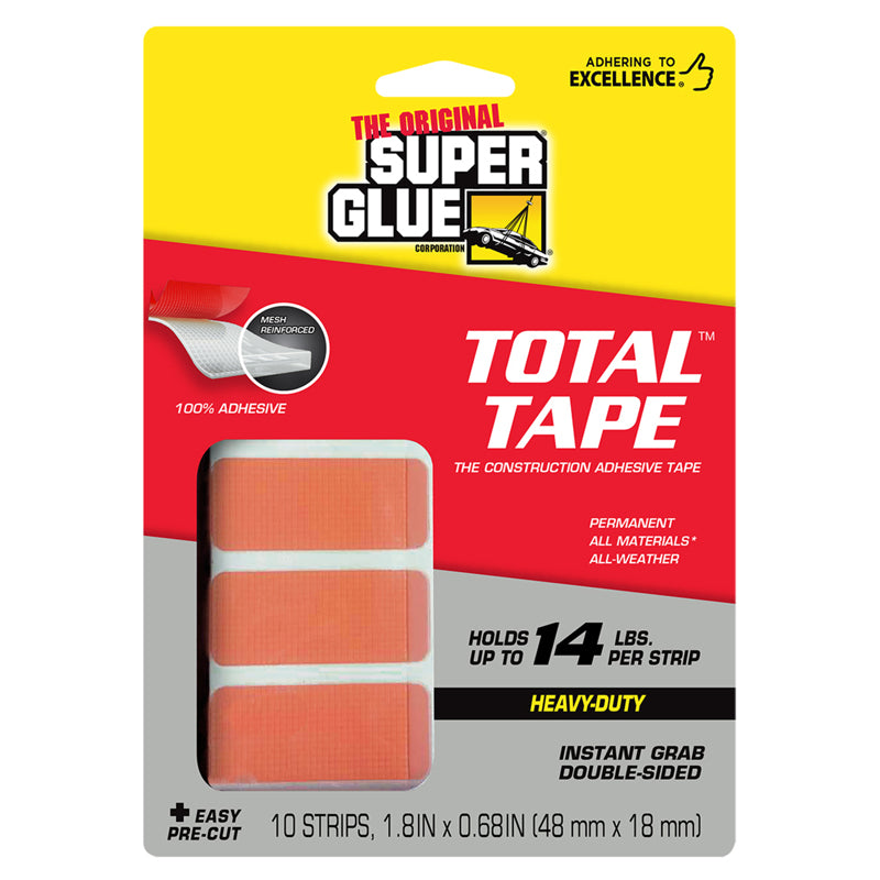 THE ORIGINAL SUPER GLUE - The Original Super Glue Super Strong Double Sided 0.68 in. W X 1.8 in. L Mounting Tape Orange