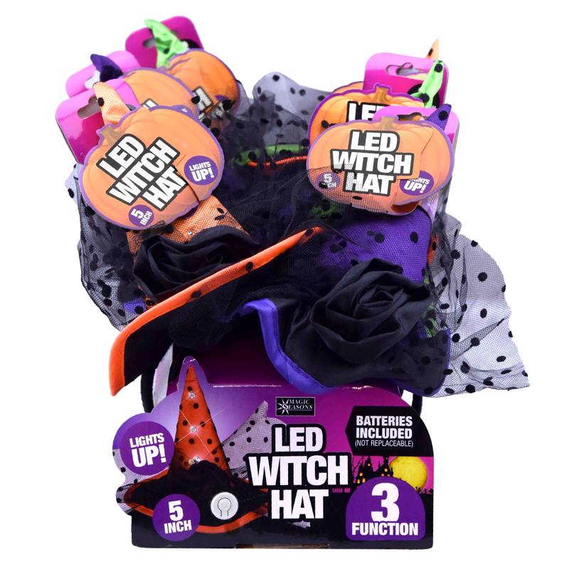 MAGIC SEASONS - Magic Seasons Multicoloured 5 in. Prelit Witch Hat Headbands Halloween Decor - Case of 6