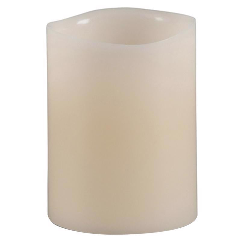 EVERLASTING GLOW - Everlasting Glow Bisque Vanilla Scent Wavy Edge Pillar Flameless Flickering Candle [33075]