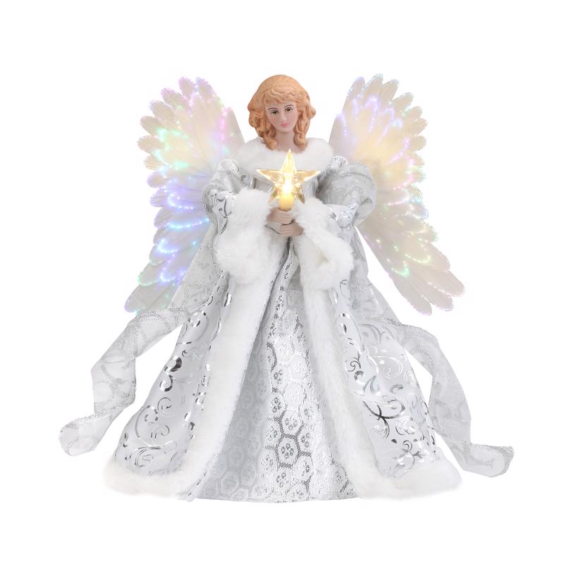 MR. CHRISTMAS - Mr. Christmas LED White Animated Fiber Optic Angel Tree Topper 12 in.