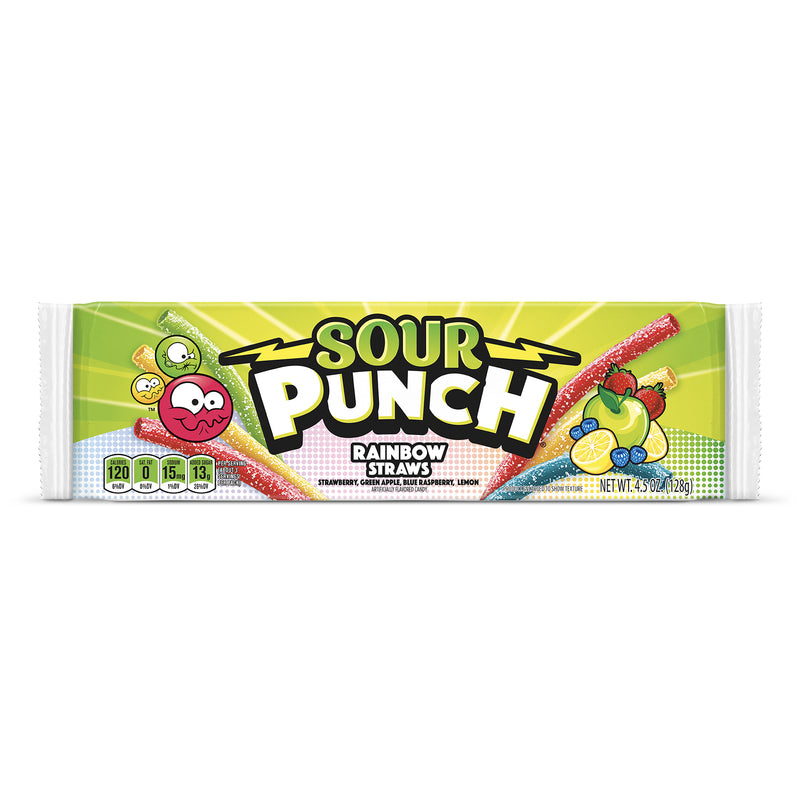SOUR PUNCH - Sour Punch Rainbow Straws Candy 4.5 oz - Case of 24