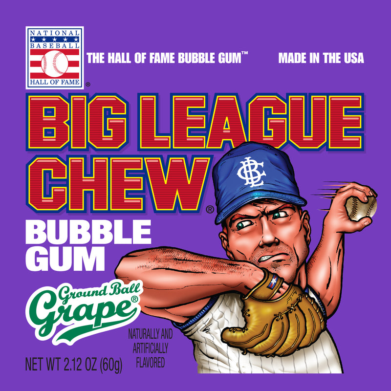 BIG LEAGUE CHEW - Big League Chew Grape Bubble Gum 2.12 oz - Case of 12