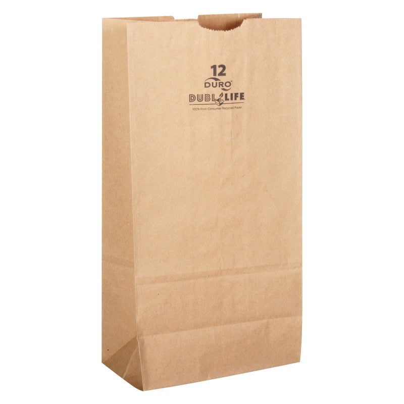 DUBL-LIFE FSC 12 LB SOS 500 - Dubl Life Paper Brown Shopping Bag Recycled 500 pk 7.125 in. H X 4.375 in. W X 13.6875 in. L