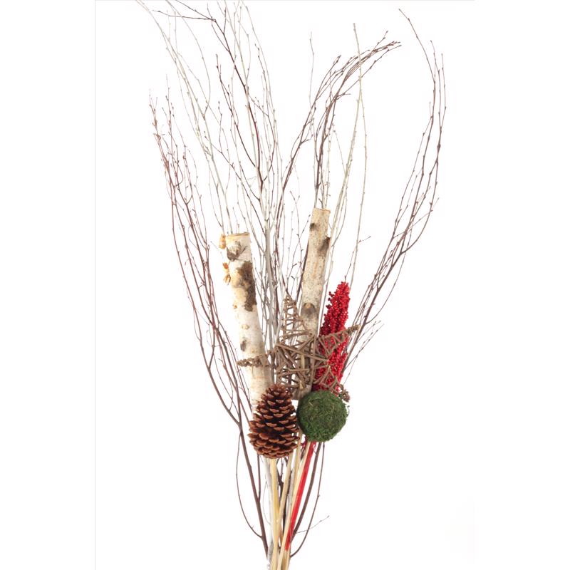 SECOND NATURE - Second Nature Multicolored Winter Birch Arrangement Bouquet Centerpiece 48 in. - Case of 10