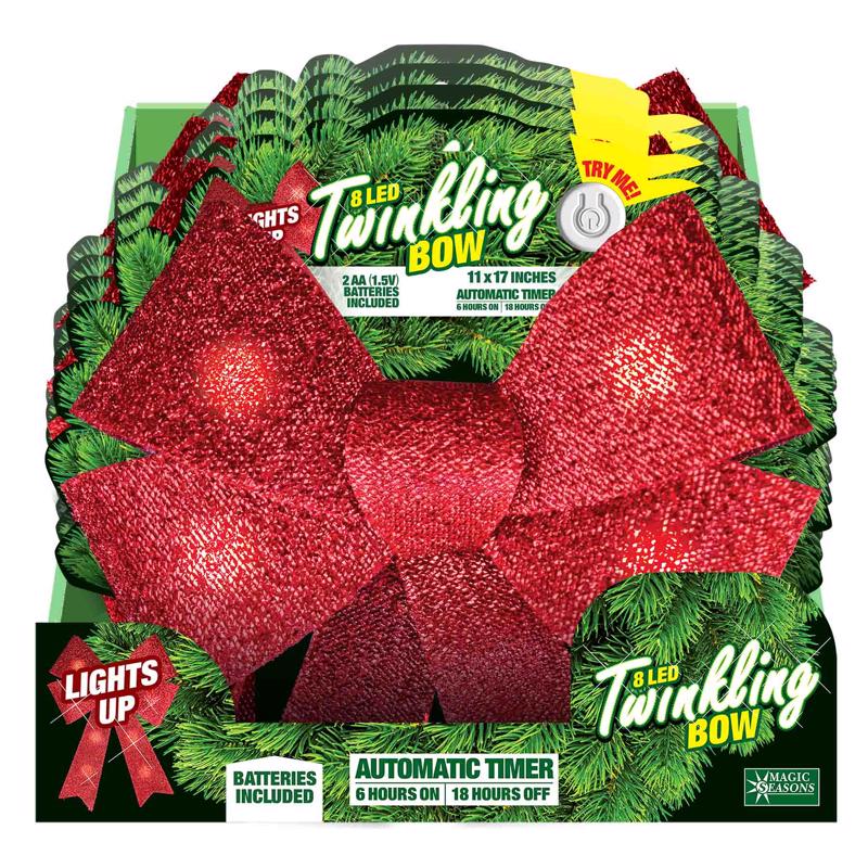 MAGIC SEASONS - Magic Seasons LED Bow 17 in. Hanging Decor - Case of 8