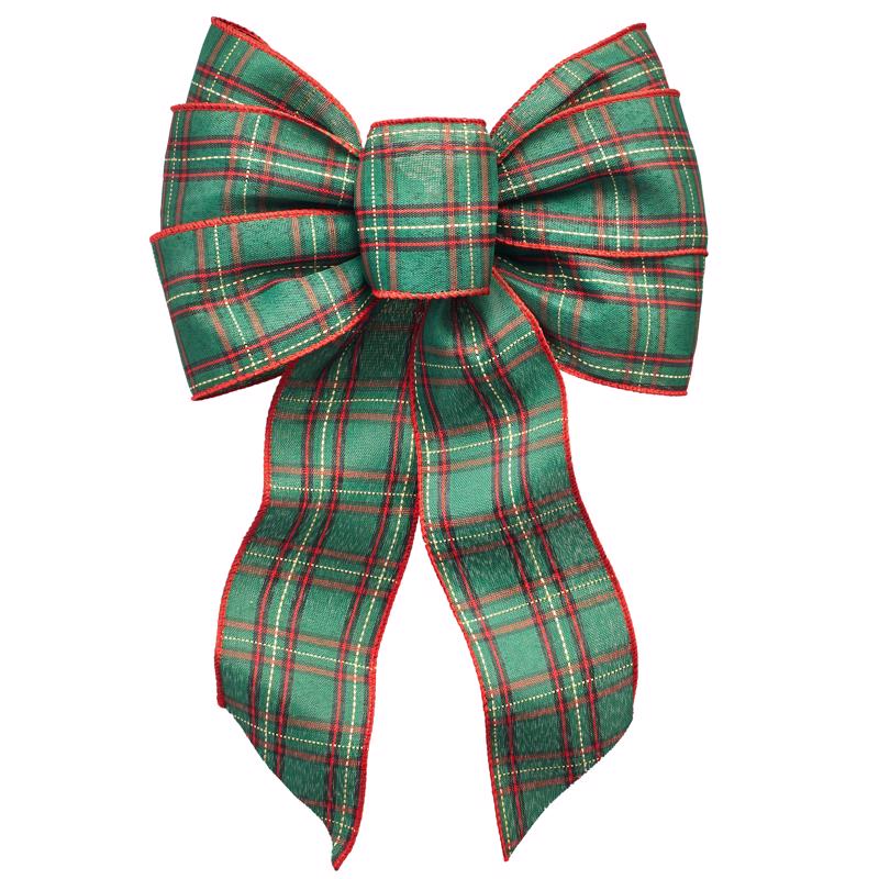 HOLIDAY TRIMS - Holiday Trims Christmas Plaid Bow Fabric 1 pc - Case of 12