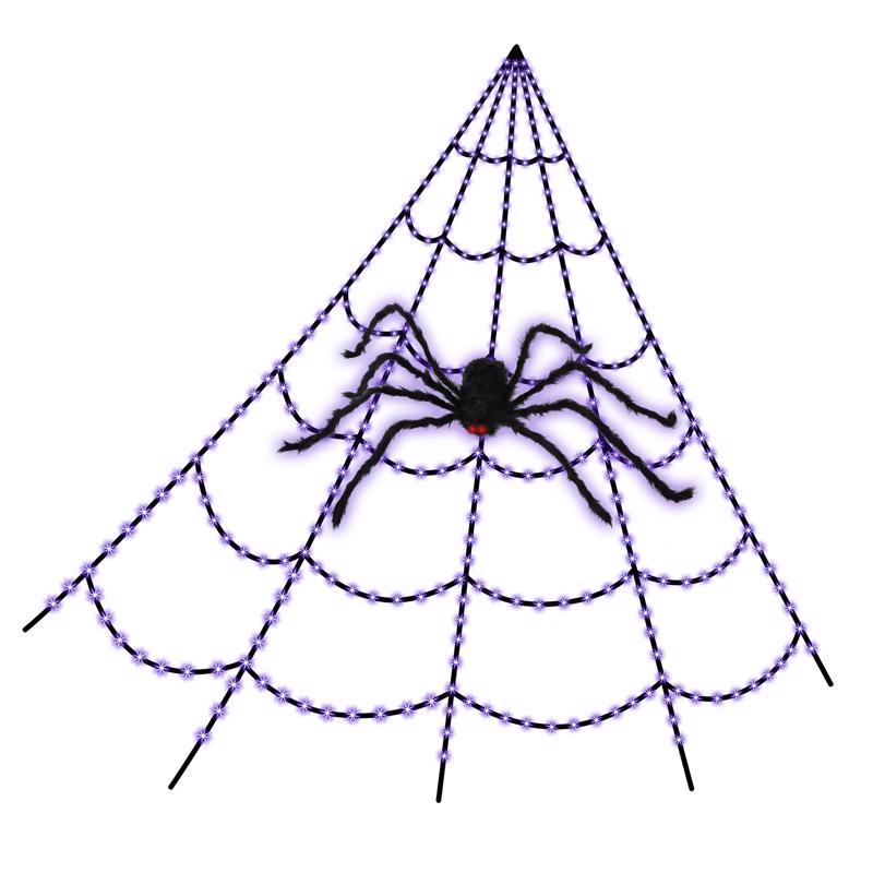 CELEBRATIONS - Celebrations Orange/Purple 400 ct 16 ft. LED Prelit Giant Web With Spider Hanging Decor