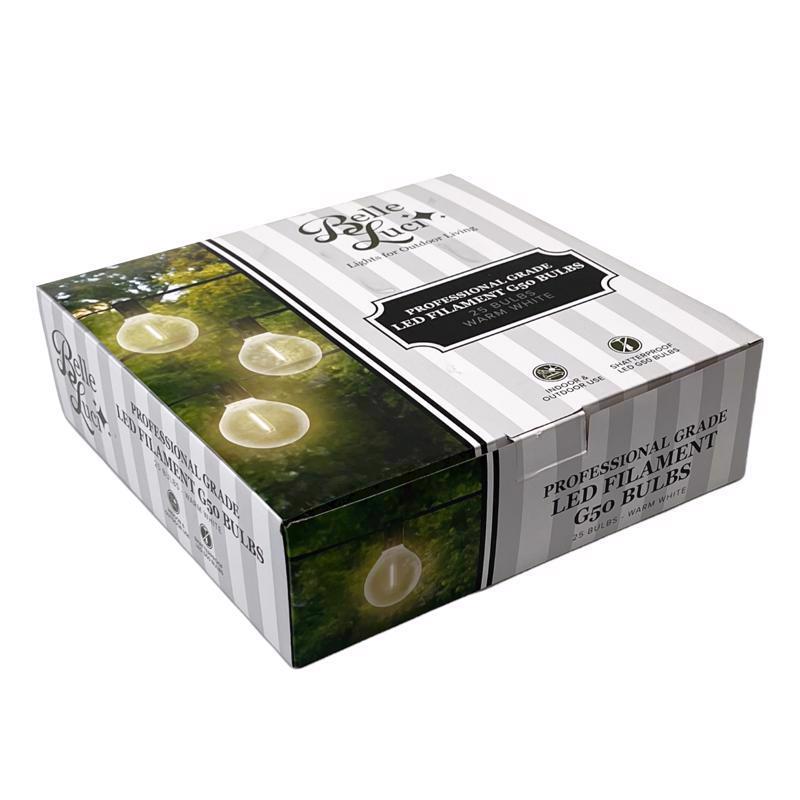 BELLE LUCI - Belle Luci Holiday Bright Lights LED G50 Single Filament LED Replacement Bulb Warm White 2.5 in. 25