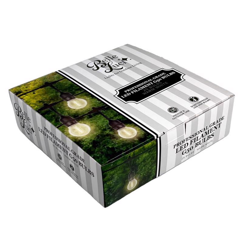 BELLE LUCI - Belle Luci Holiday Bright Lights LED G50 Single Filament Bulbs Warm White 2.5 in. 25 lights