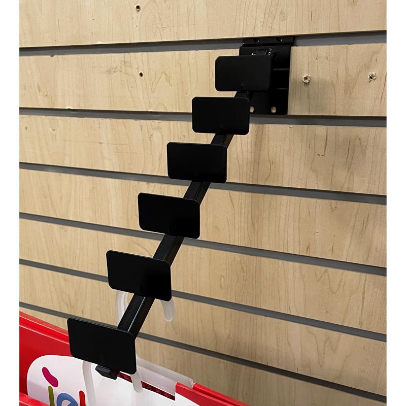 WM DISPLAY GROUP - 12.25 in. Black Metal Peg Hook with Bin Tag Holder 1 pk