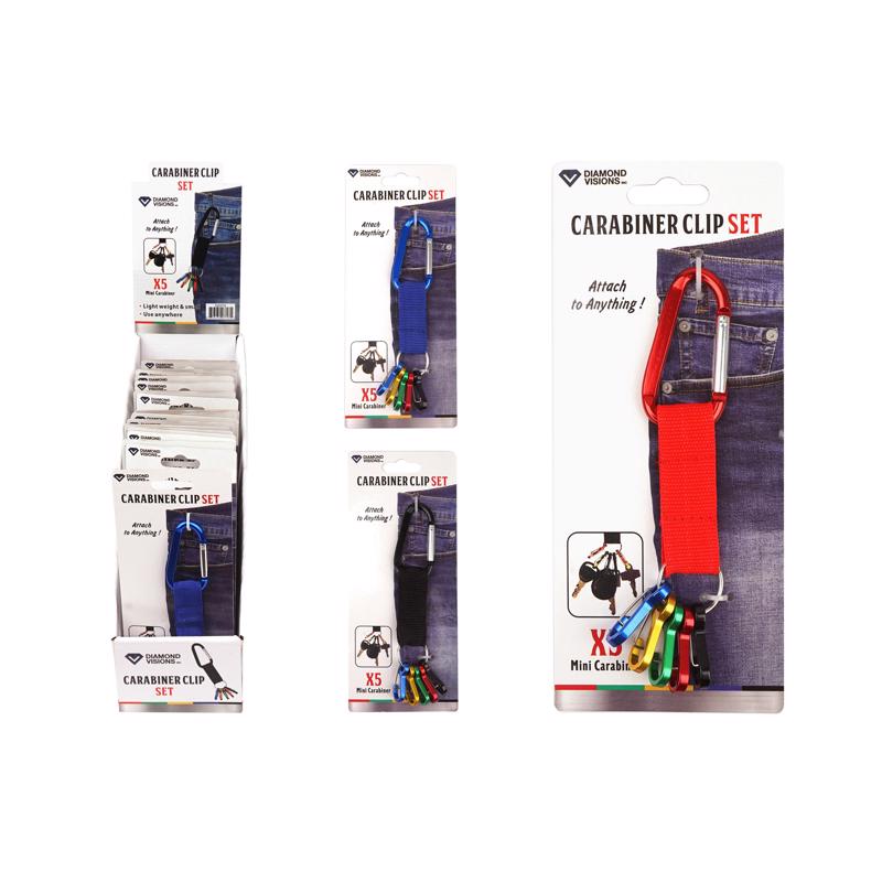 DIAMOND VISIONS - Diamond Visions Aluminum/Nylon Assorted Carabiner Clip Set - Case of 18