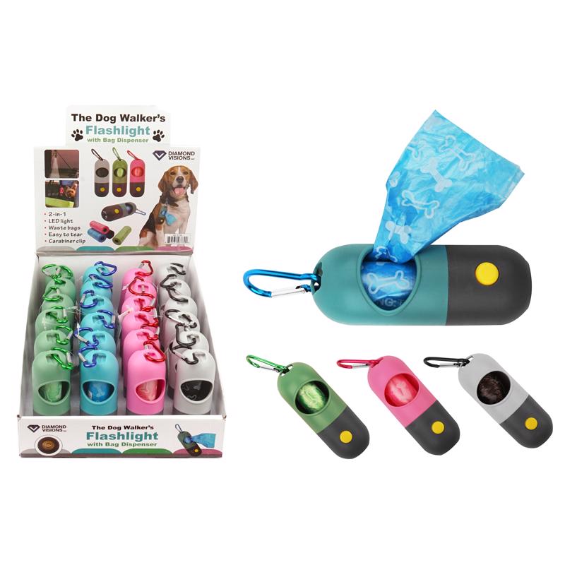 DIAMOND VISIONS - Diamond Visions The Dog Walker's Assorted LED Flashlight with Bag Dispenser LR44 Battery - Case of 24