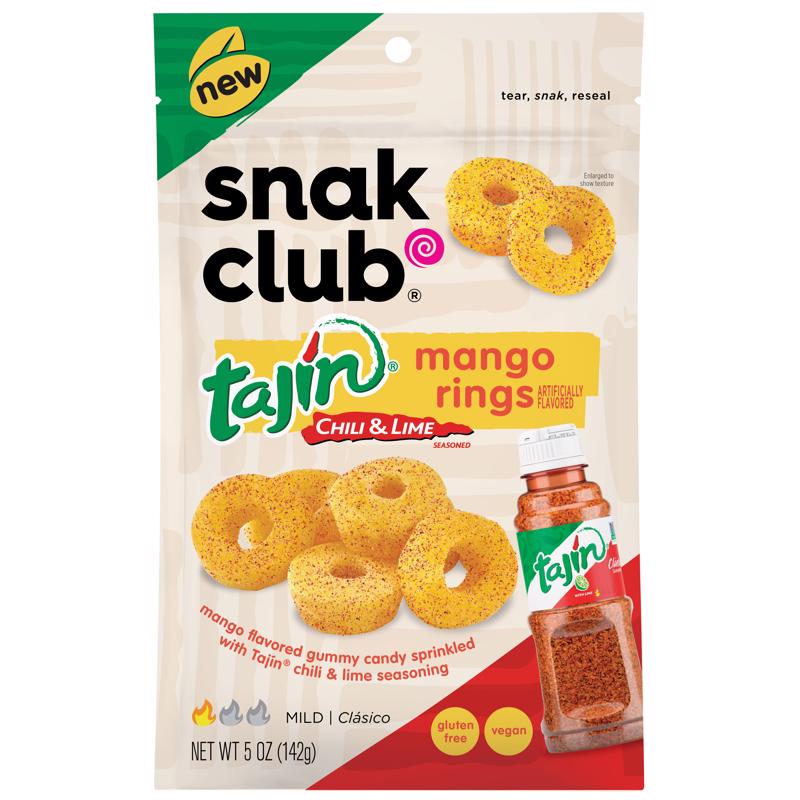 SNAK CLUB - Snak Club Tajin Mango Rings Gummi Candy 5 oz Bagged - Case of 6