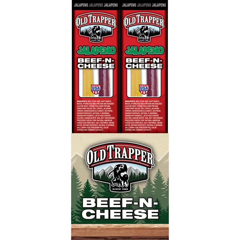 OLD TRAPPER - Old Trapper Jalapeno Beef Stick and Cheese 1.3 oz Boxed - Case of 14