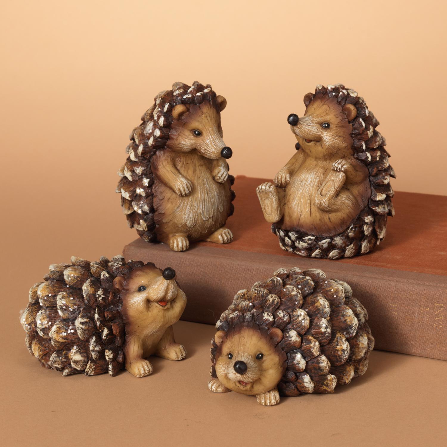 Gerson Brown Hedgehog with Glitter Figurine 4 in. - Case of 8