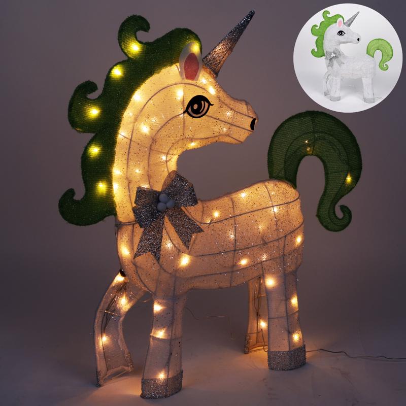 ALPINE - Alpine White Fabric Head Back 3D Unicorn 35 in. Yard Decor