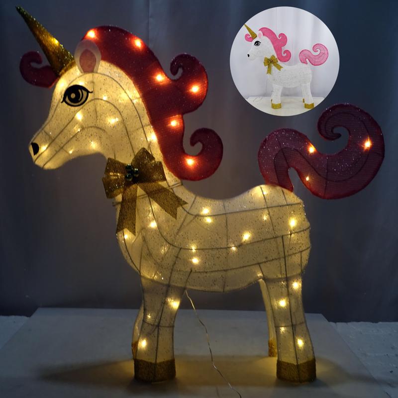 ALPINE - Alpine White Fabric Head Straight 3D Unicorn 33 in. Yard Decor
